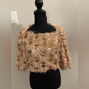 Gold Sequin Fringe shirt